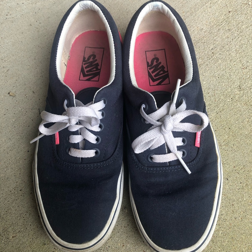 Unisex Navy Blue and Neon Pink Vans